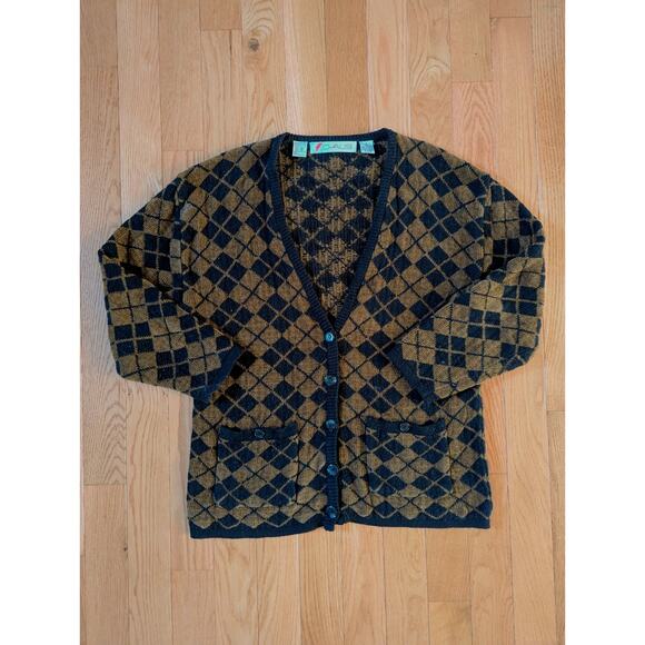Vintage Nordstroms CHAUS Argyle Cardigan Medium - Picture 1 of 7